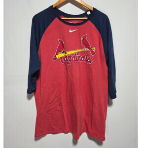 Nike St Louis Cardinals Raglan 3/4 Sleeve Shirt Red & Blue Size XXL